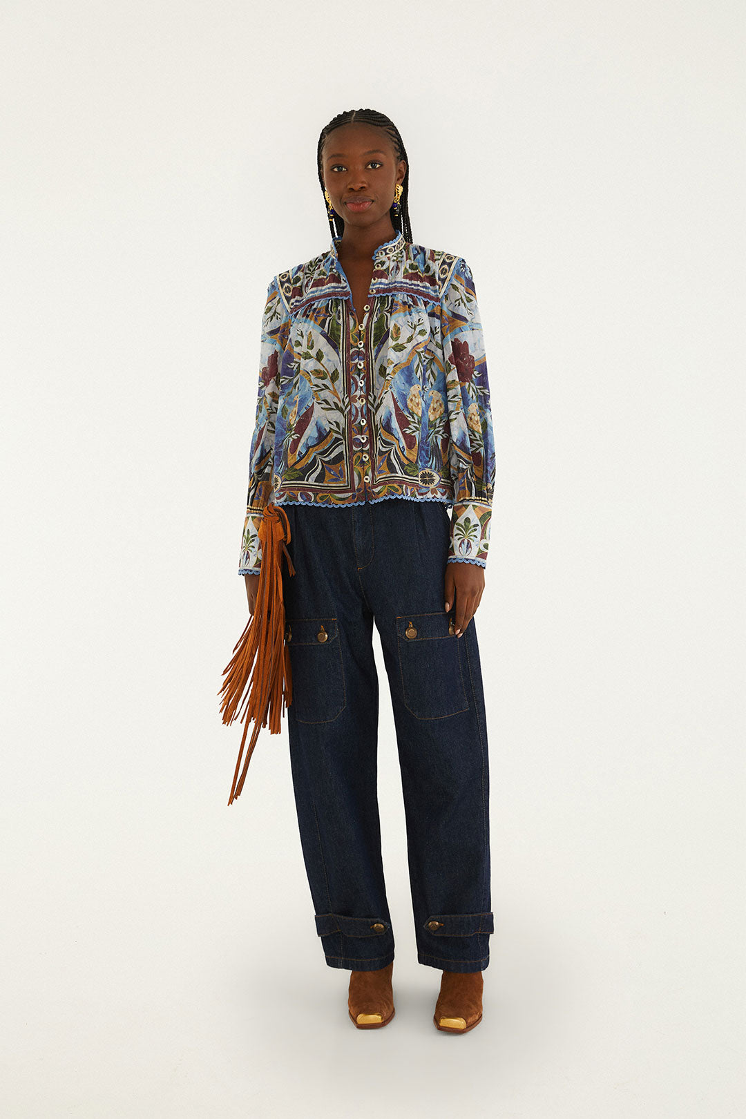 PIETRA DURA TAPESTRY BLUE BLOUSE