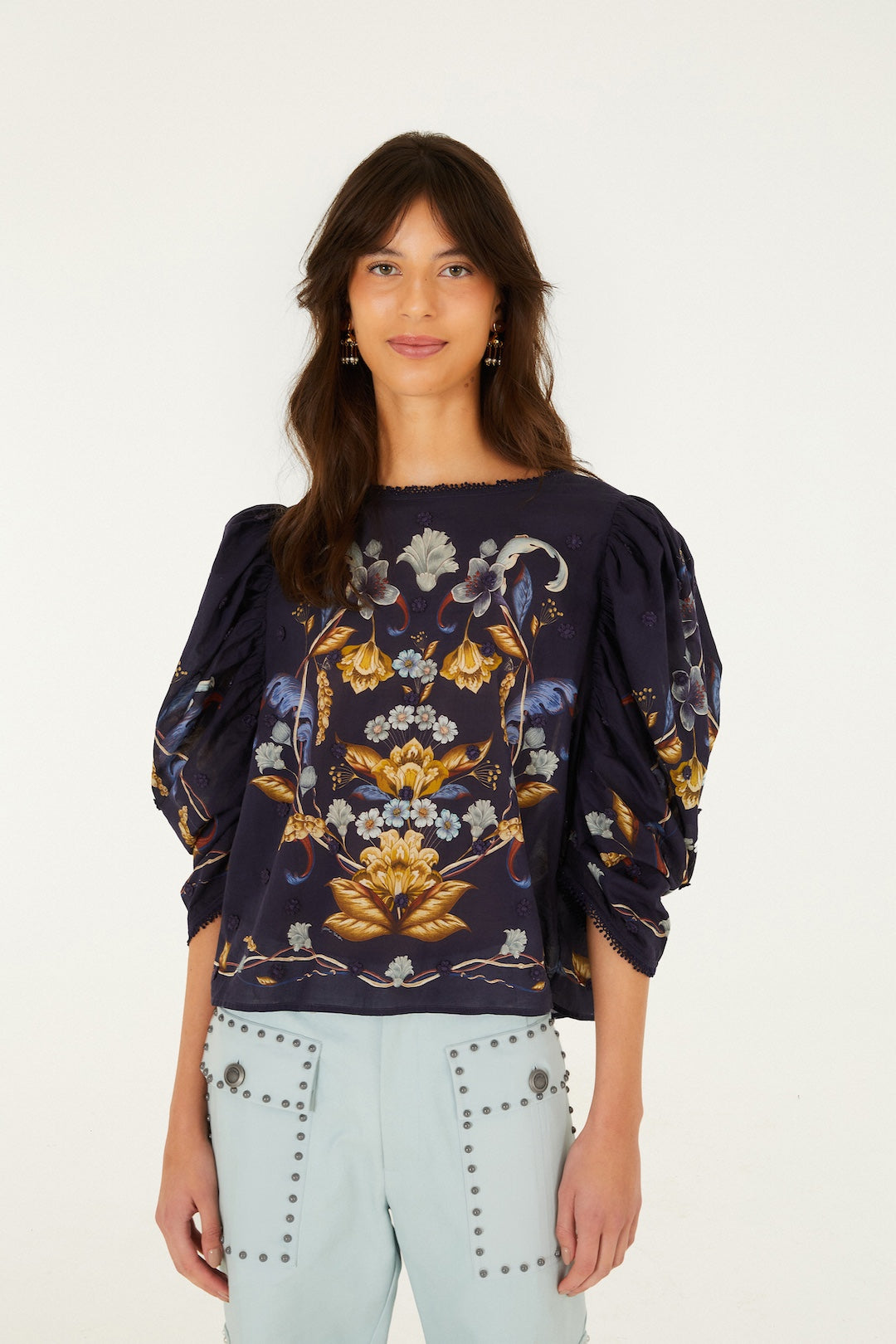 GOLDEN NATURE NAVY BLUE BLOUSE