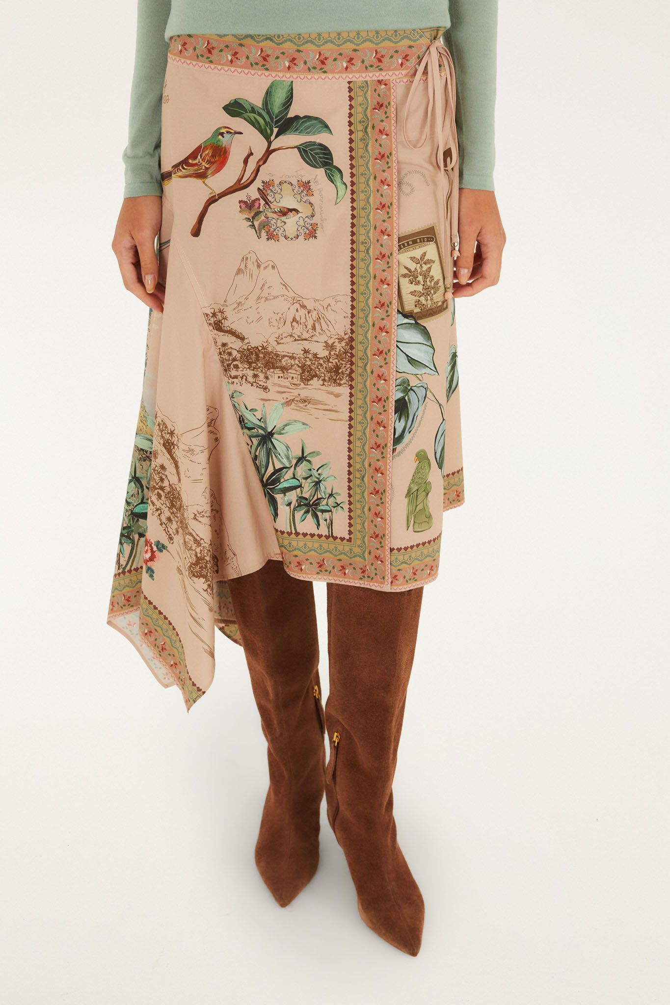 BIRD POETRY SOFT PINK MIDI SKIRT
