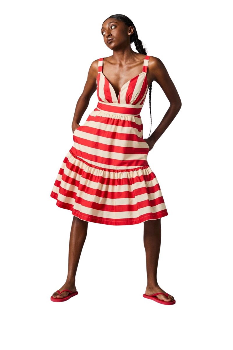 Two Tier Striped Slip Sundress