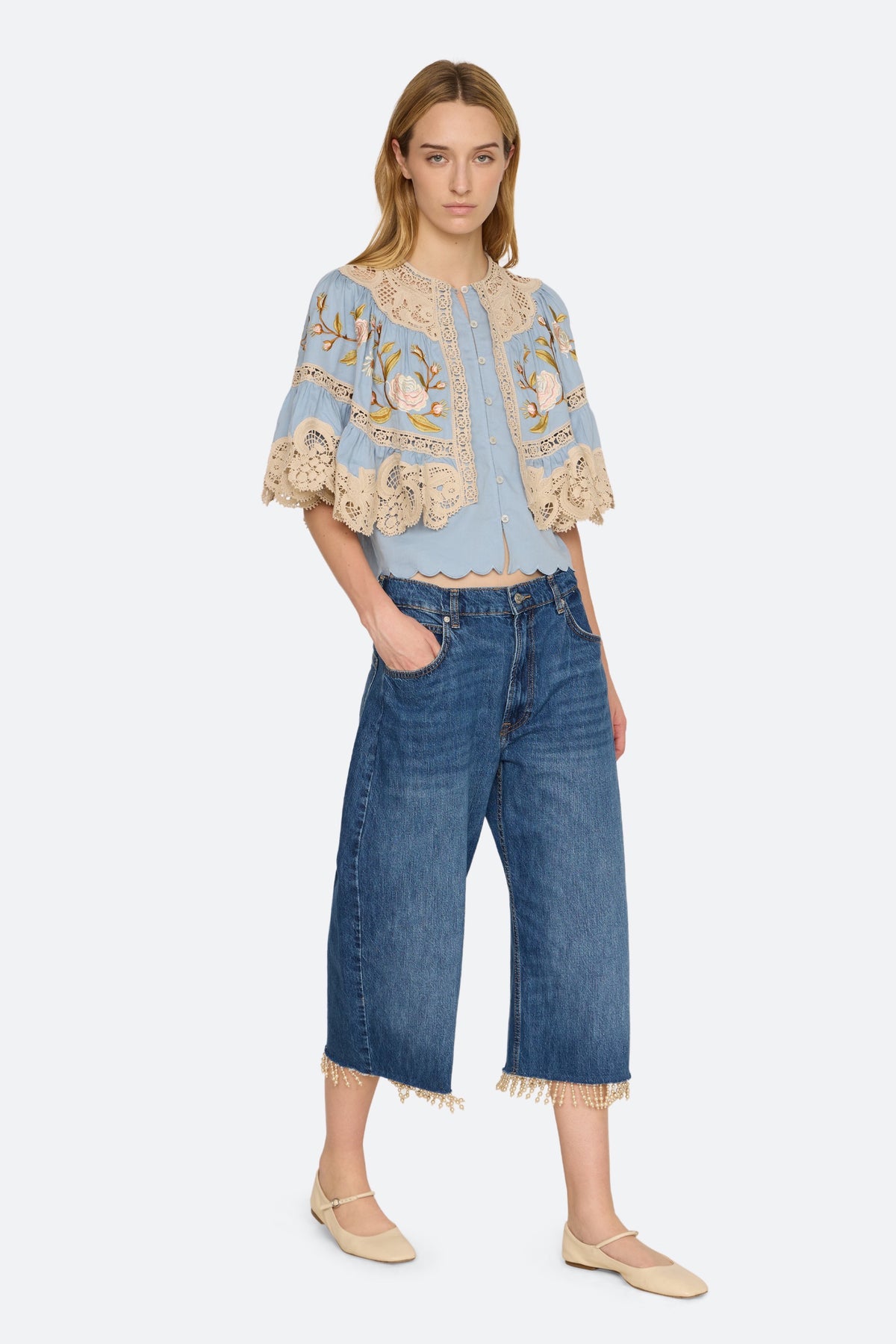 SHIRA EMB CAPE BLOUSE (D2)