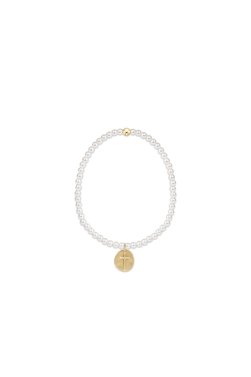 Classic Pearl 3mm Bead Bracelet - Inspire Love Small Gold Charm