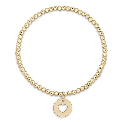 Classic Gold 3mm Bead Bracelet- Love Gold Disc