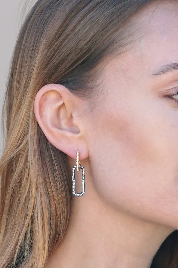 Vintage Silver Two Tone Paper Clip Drop Earrings