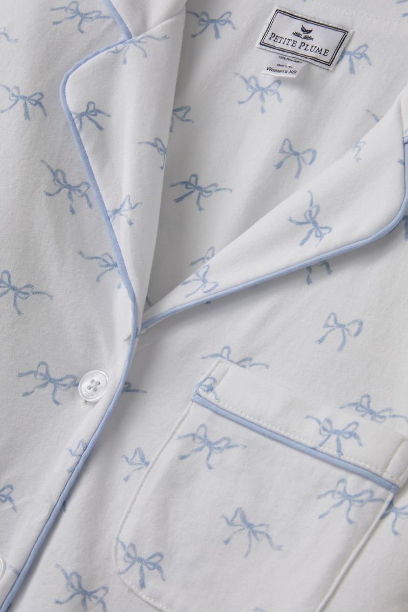 Pima Short Sleeve Pajama Short Set Something Blue Bows