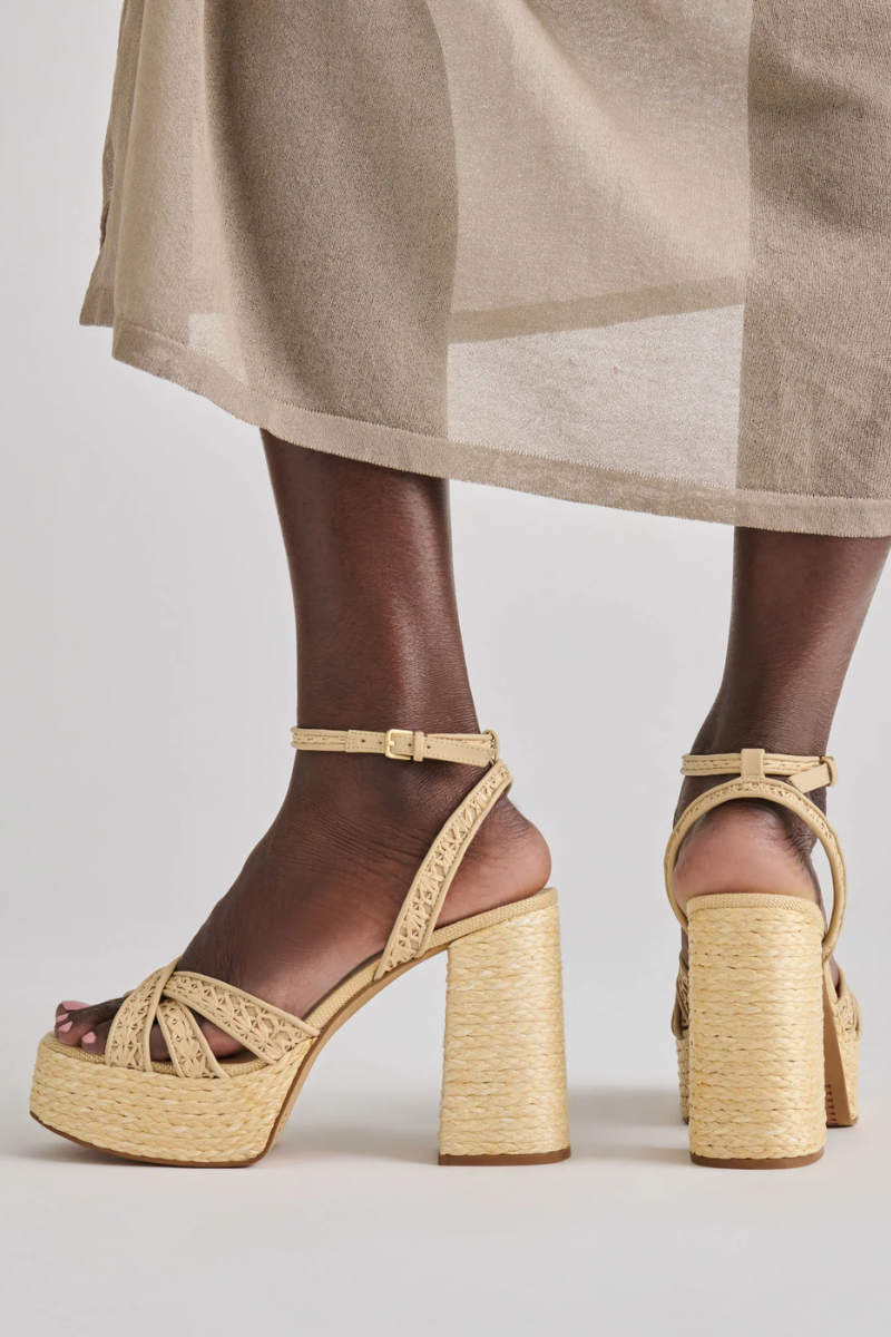 Danila Heels Light Natural Cross Hatch Raffia