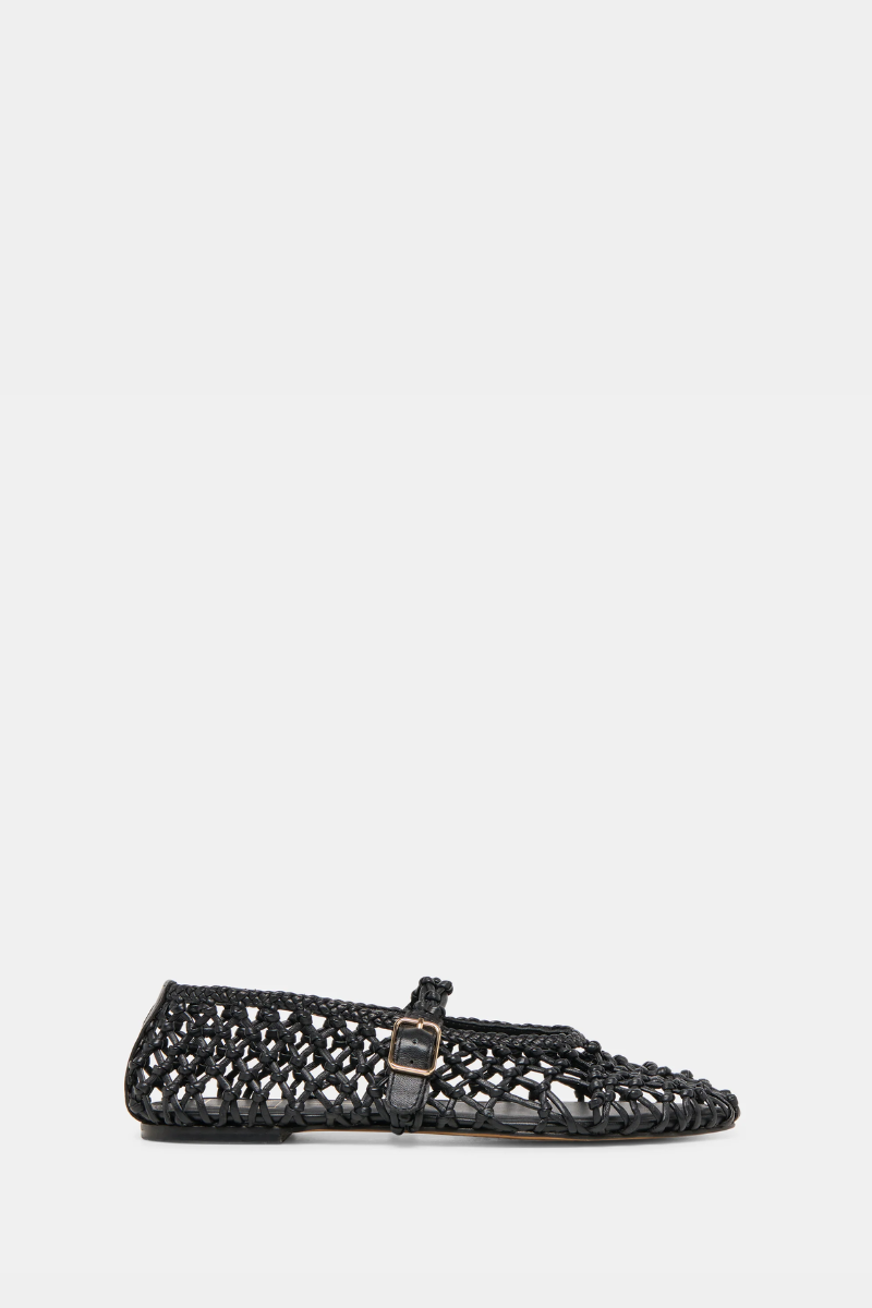 Clair Ballet Flats Black Woven Leather