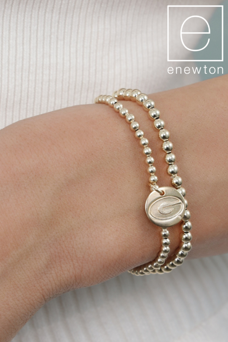 eCollegiate Extends Classic Gold 3mm Bracelet - UGA Disc