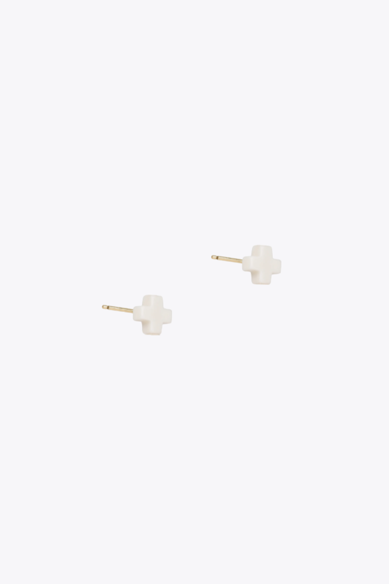 Signature Cross Small Stud  - Off-White