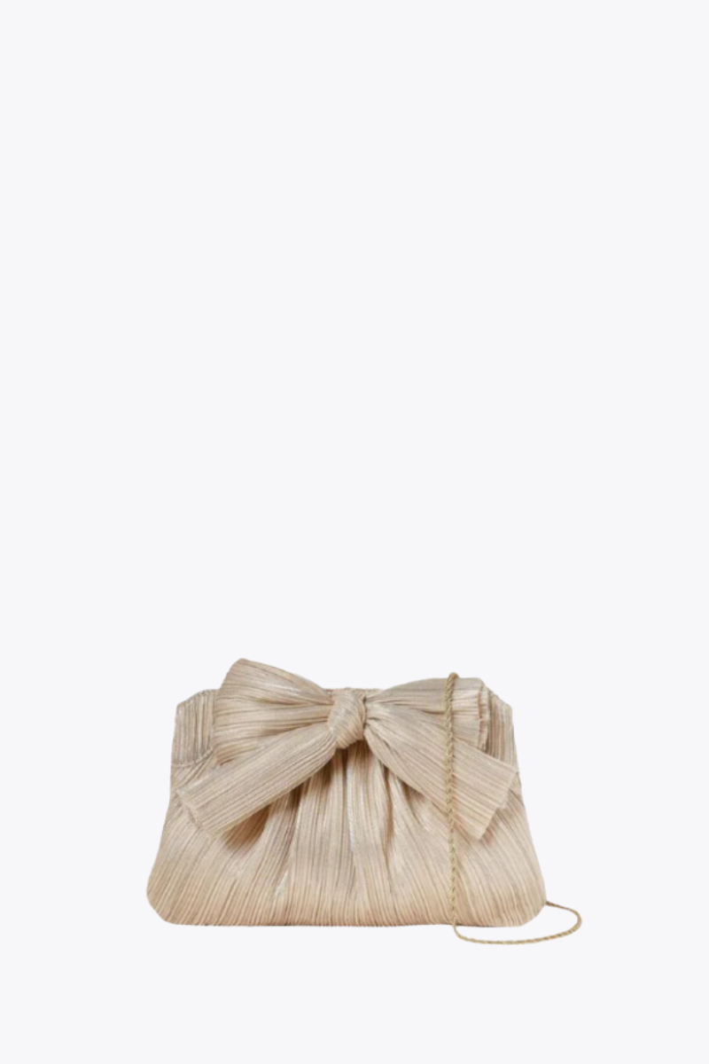 Rayne Pleated Frame Clutch w/Bow
