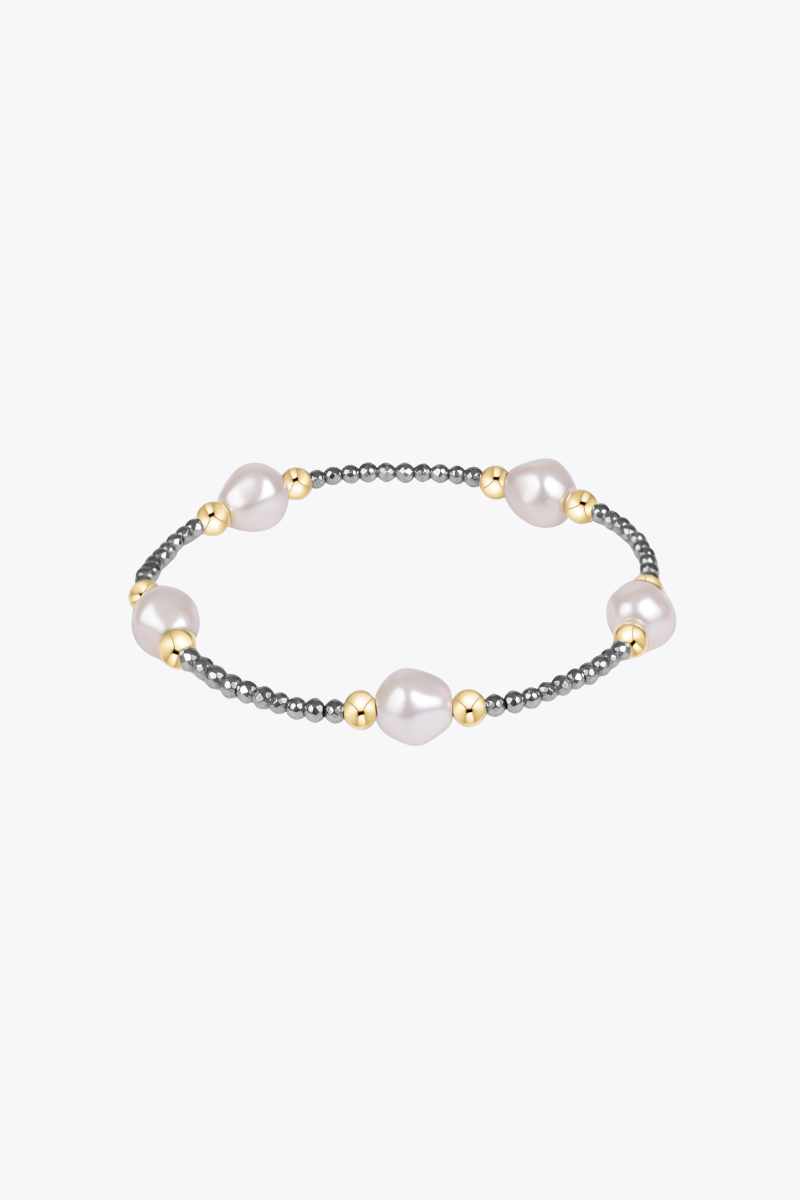 Purpose Admire Pearl 8mm Silver Faceted Hematite Bracelet