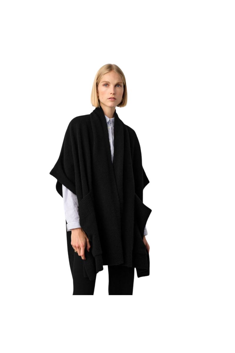 Cashmere Blend Open Poncho