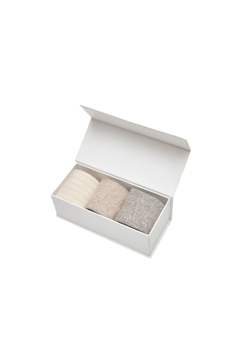 Cashmere Ribbed Sock 3Pc Box Set