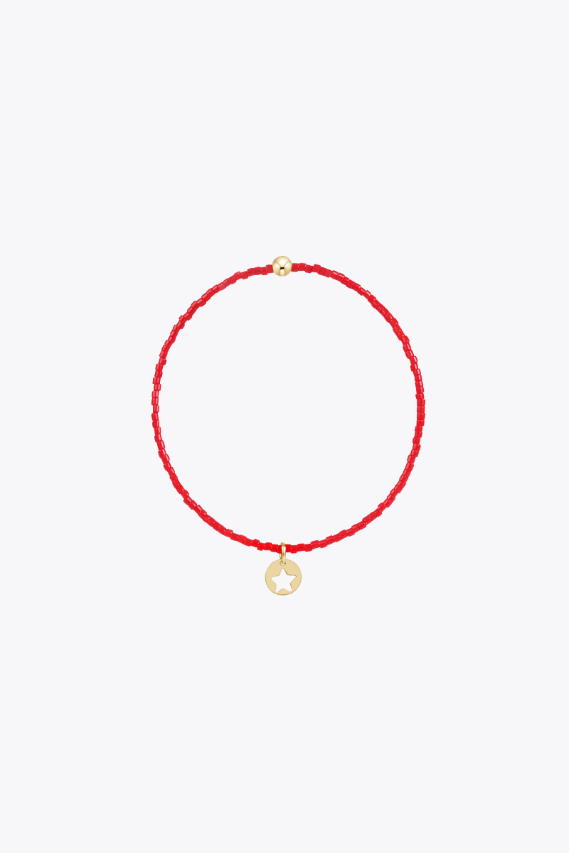 Extends Hope Classic Bracelet - Bright Red - Star Small Gold Disc