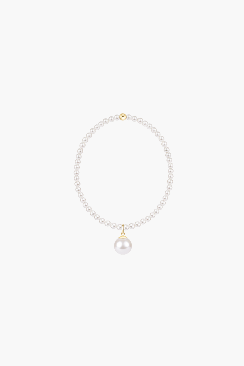 Classic Pearl 3mm Bracelet - Classic Pearl 10mm Charm
