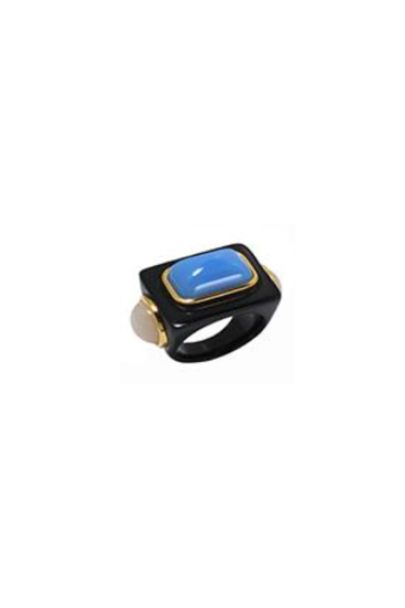 Poly Periwinkle Semi-Opaque Ring with Opal End Stones