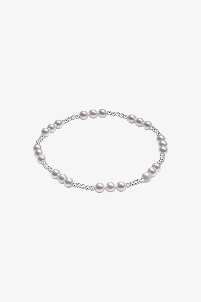 Classic Joy Pattern Sterling 4mm Bead Bracelet - Pearl