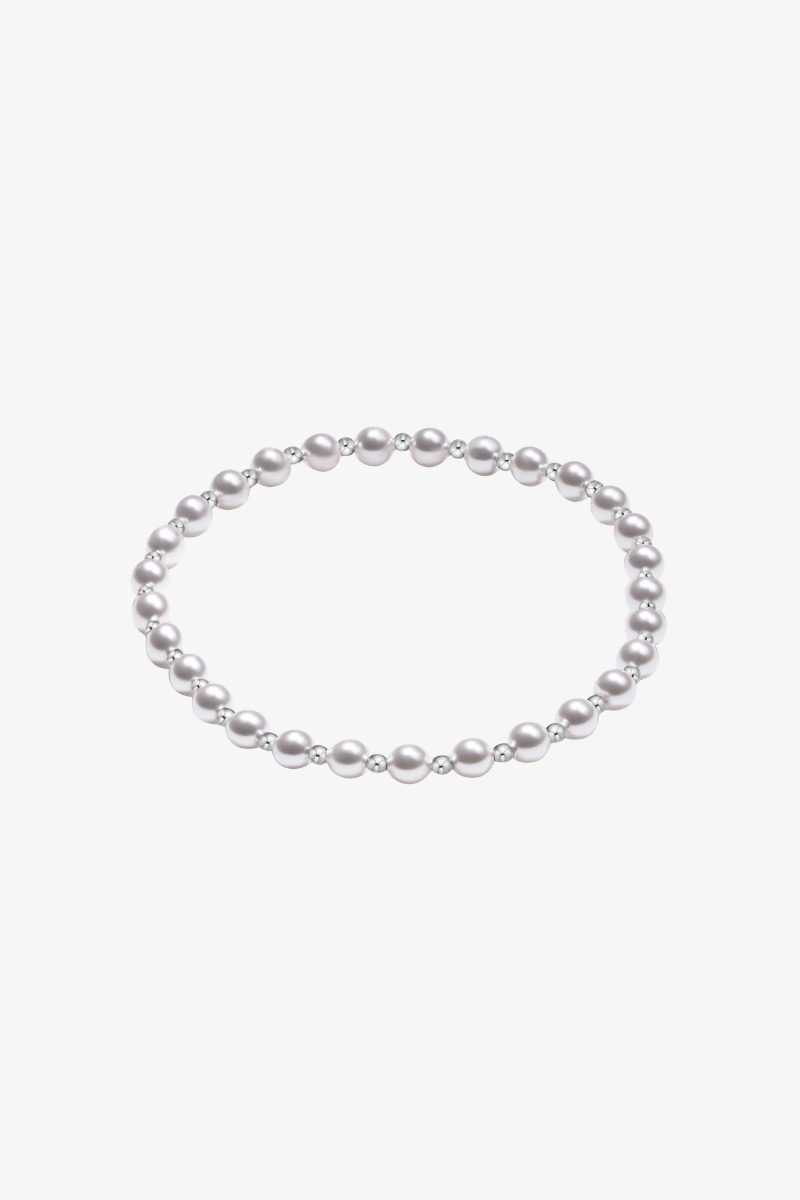 Classic Grateful Pattern Sterling 4mm Bead Bracelet - Pearl