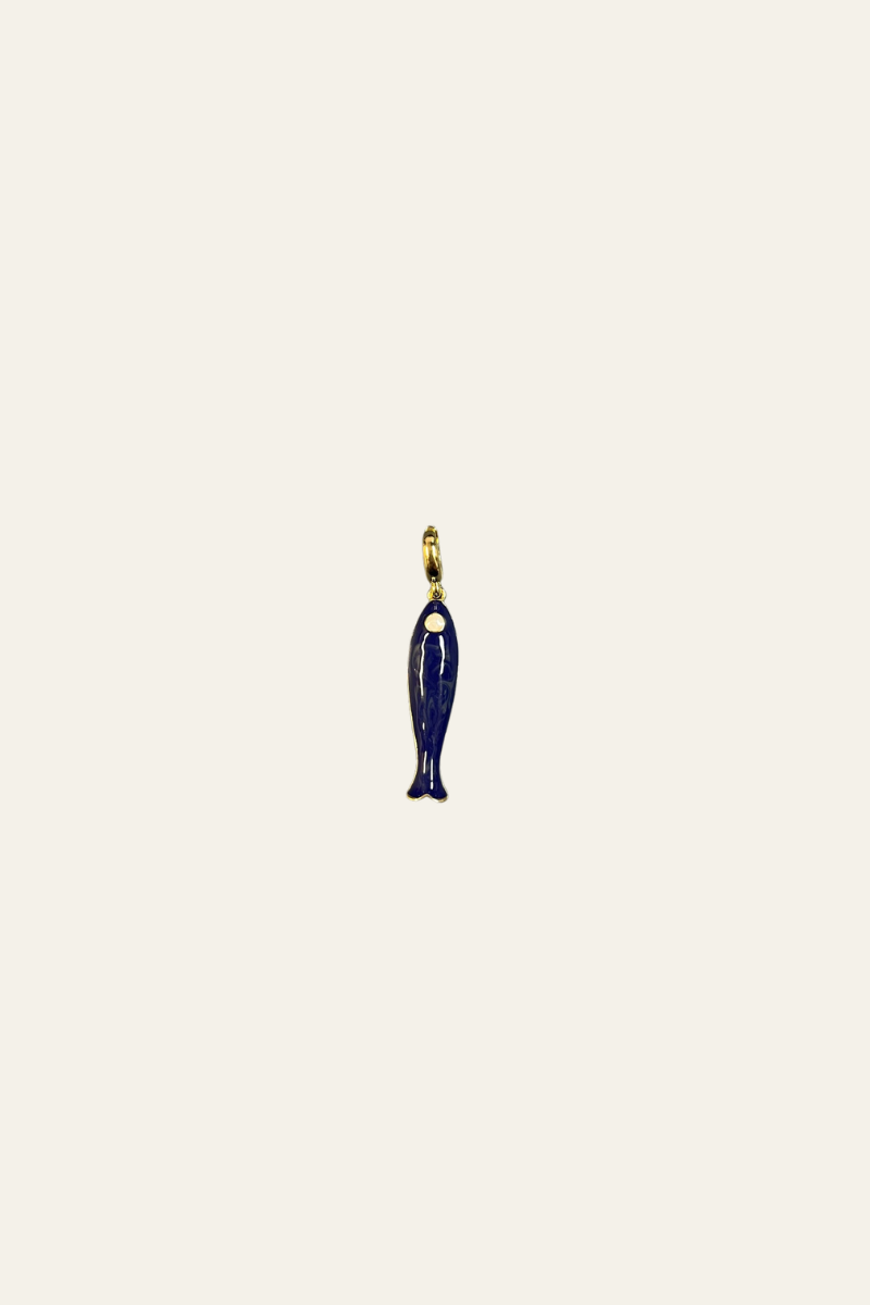 Enamel Sardine Charm Navy