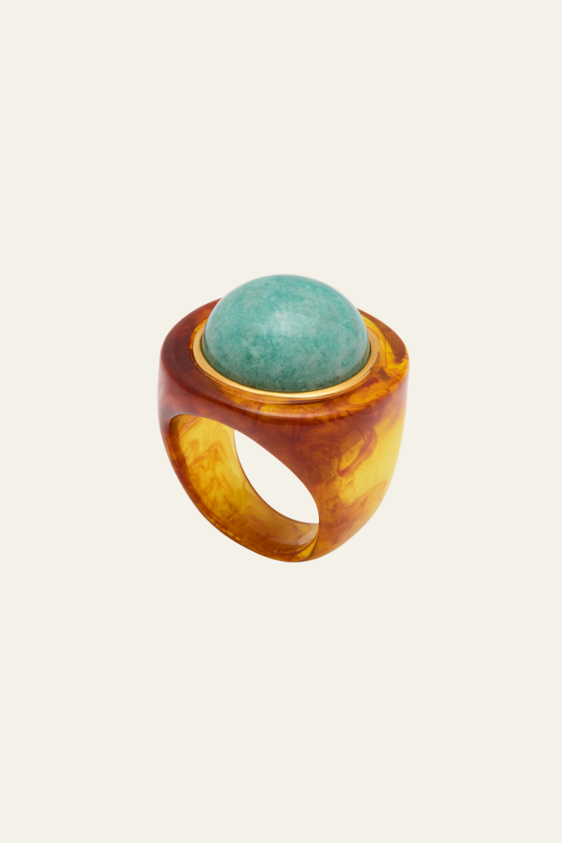Amazonite Tortoise Shell Resin Ring