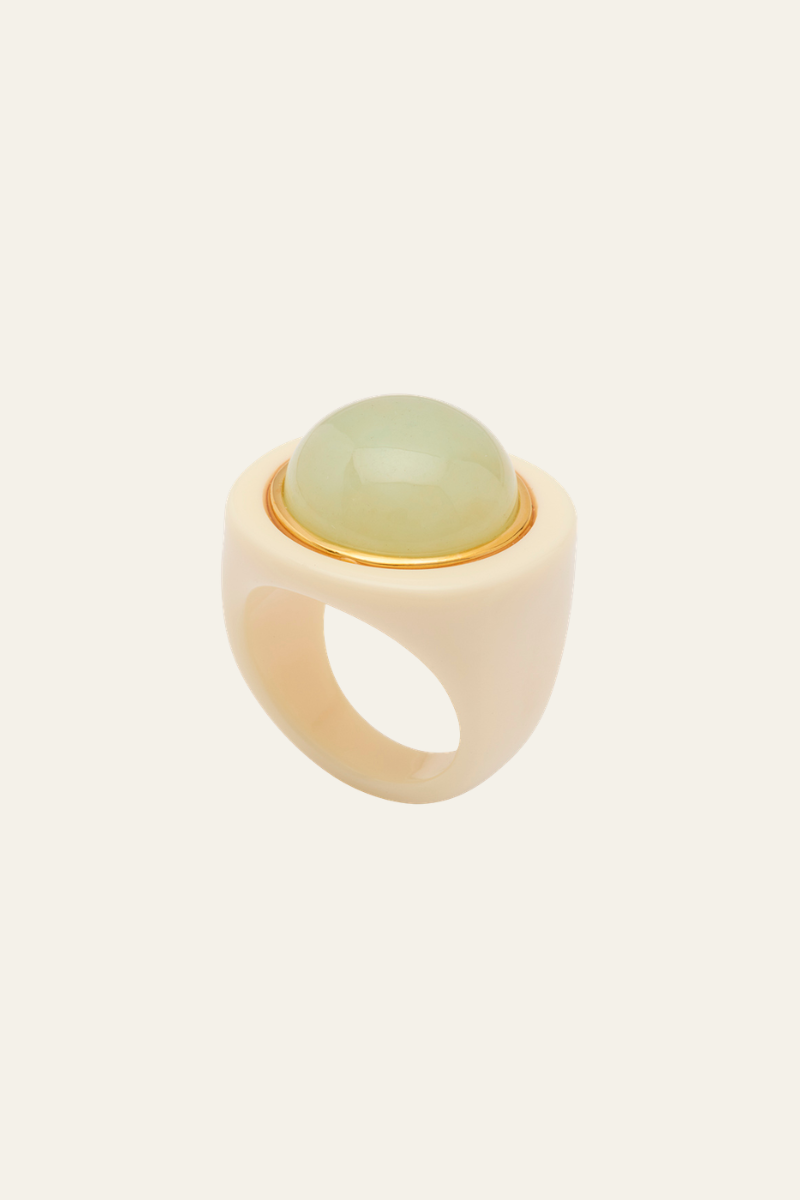 Aquamarine Quartz Ivory Resin Ring
