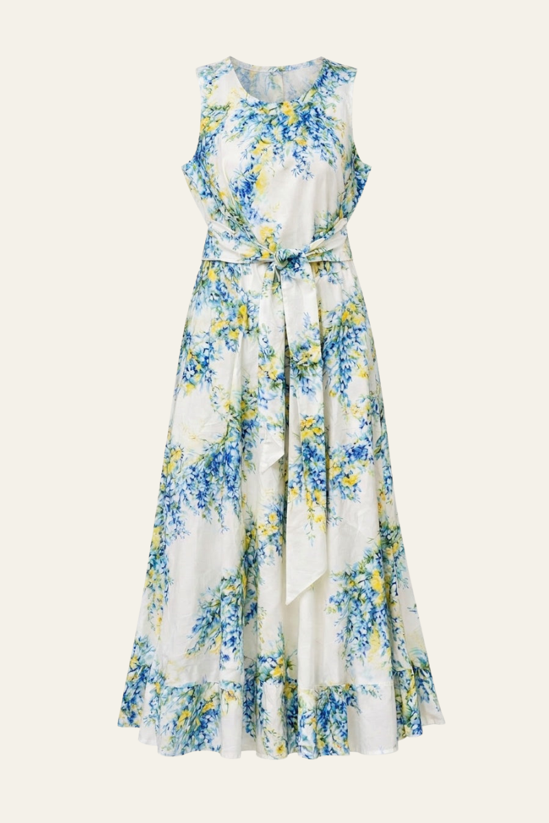 Tie Front Dress Floral Spray