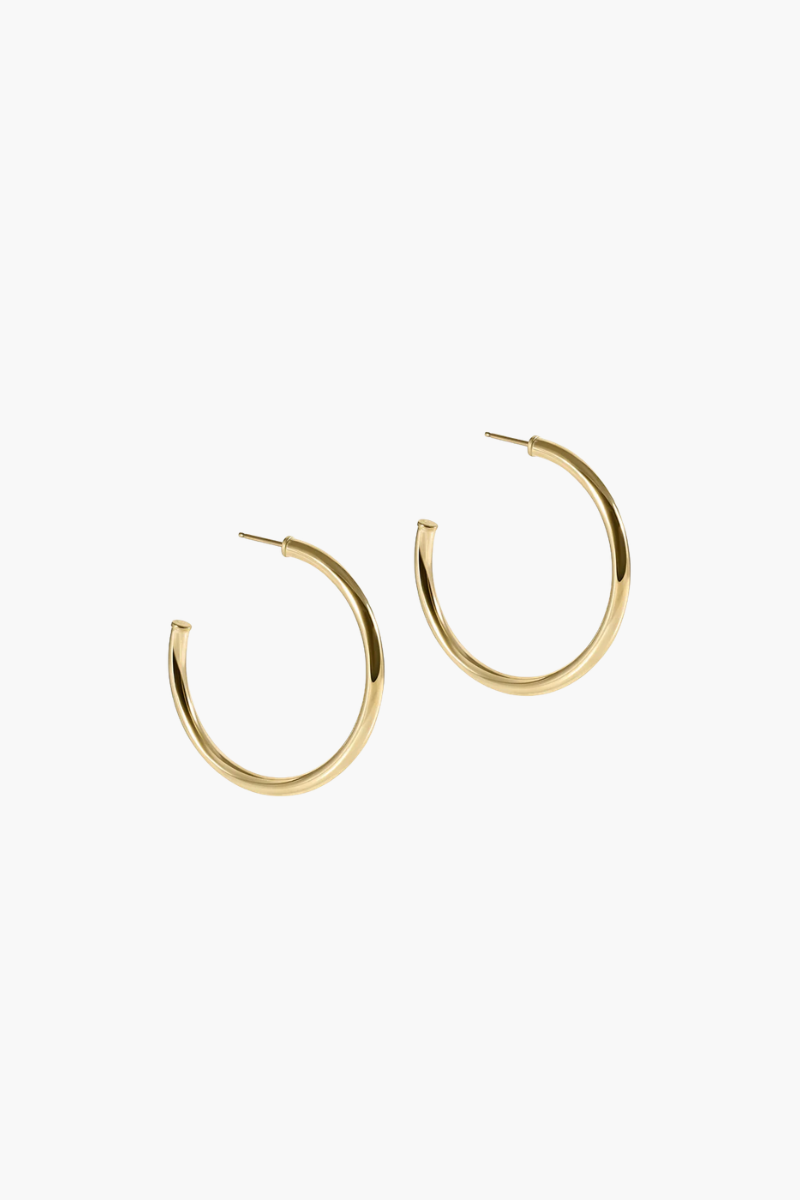 Round Gold 1.5" Post Hoop - 3mm Smooth