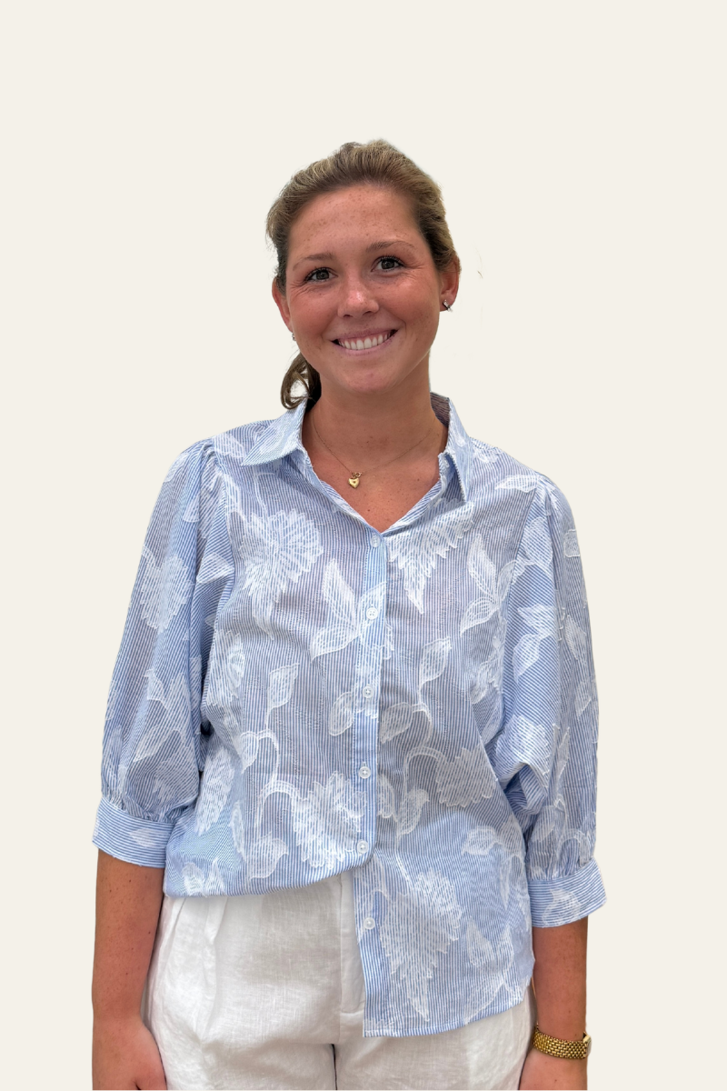 Striped Floral Jacquard Blouse