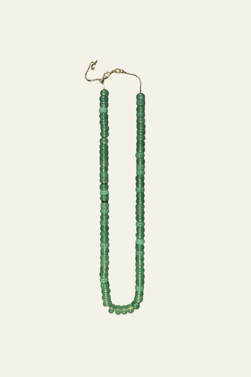 Hand-Beaded Green Amazonite Necklace 18"