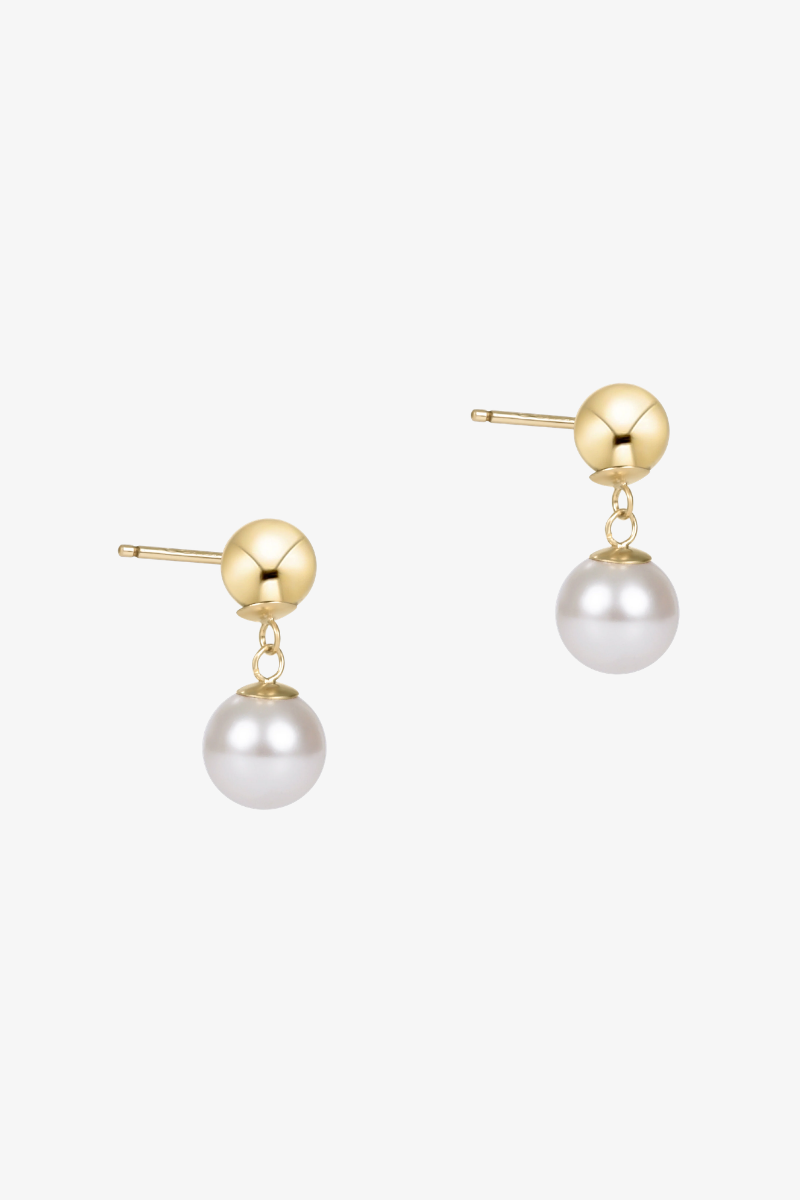 Classic 10mm Ball Drop Studs - Pearl