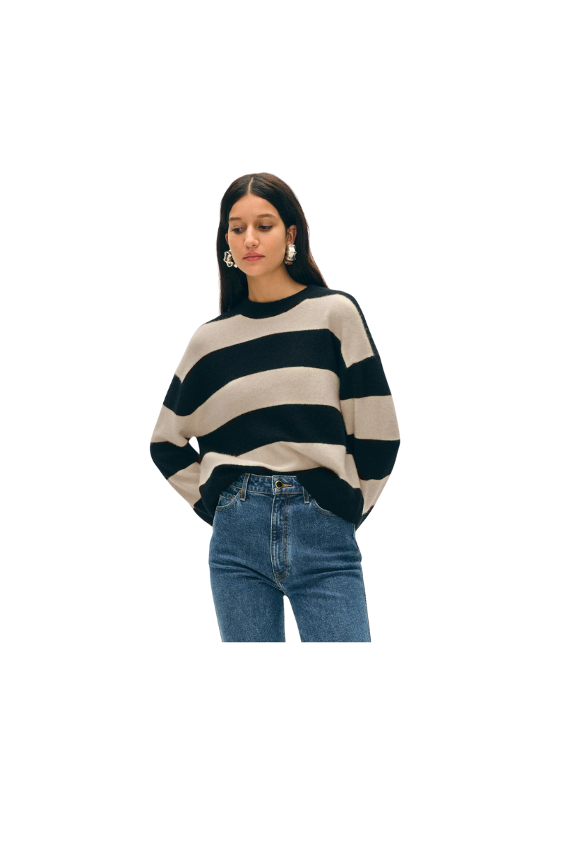 Cashmere Striped Crewneck