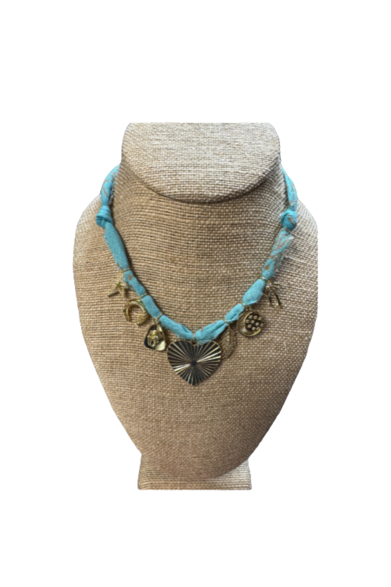 Mixed 7 Charms Bandana Necklace