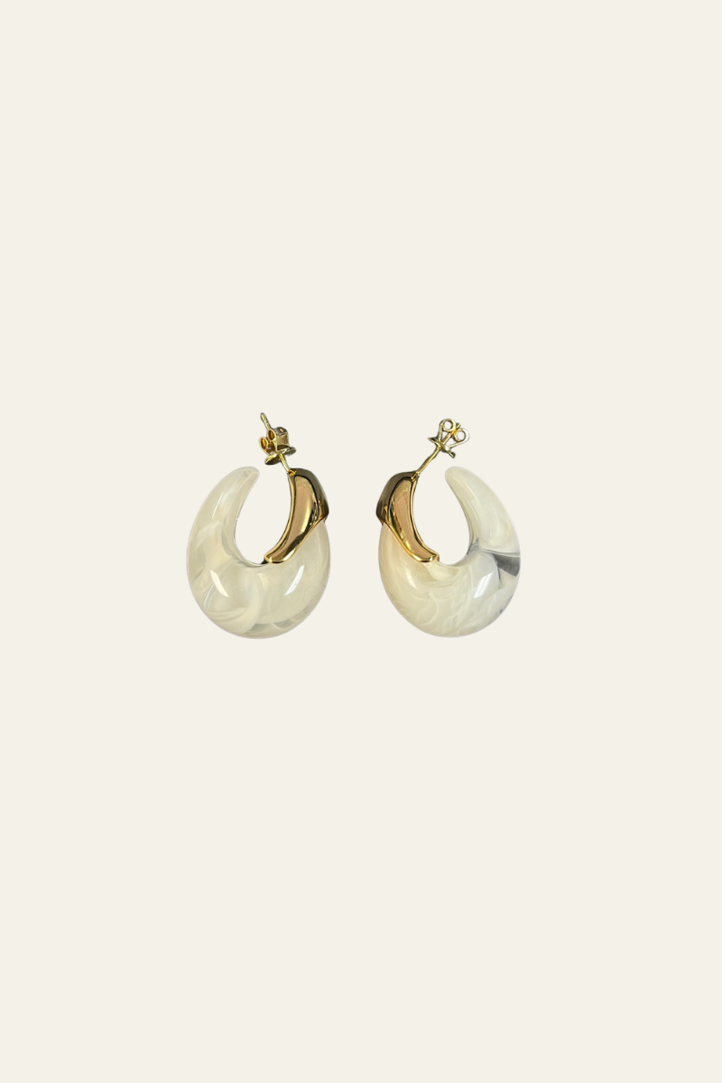 Puff Acrylic Hoop Earrings Cream