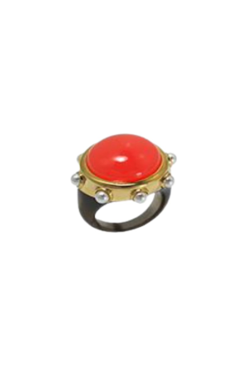 Clear Gold Polished Gold Frosty Lobster Ring