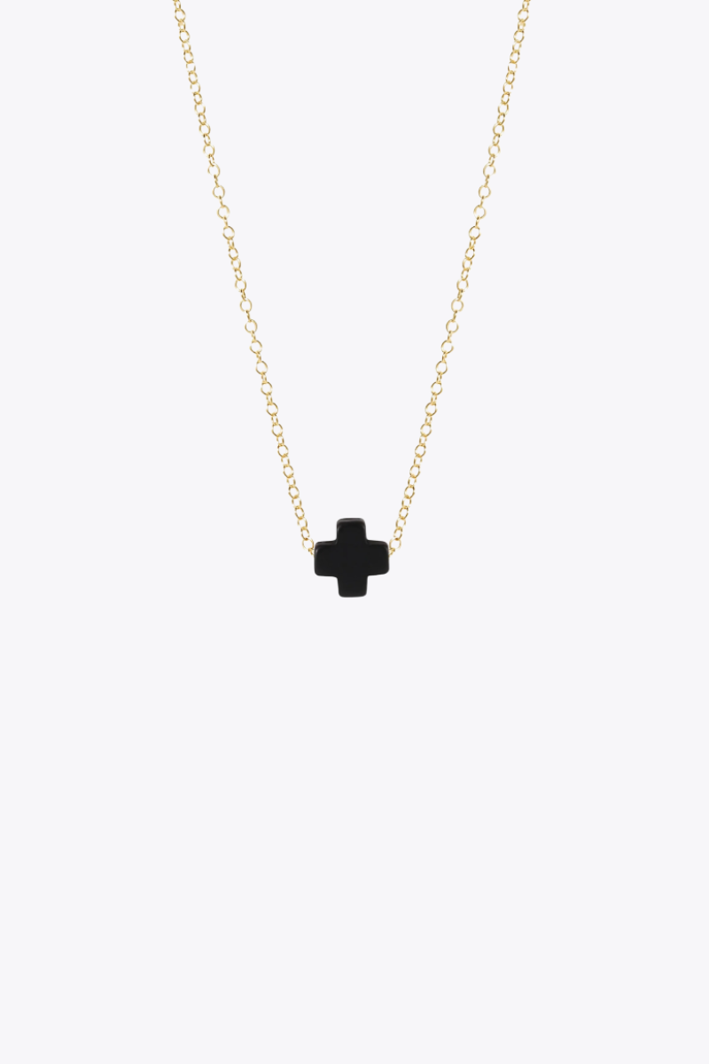 16" Necklace Gold - Signature Cross Onyx