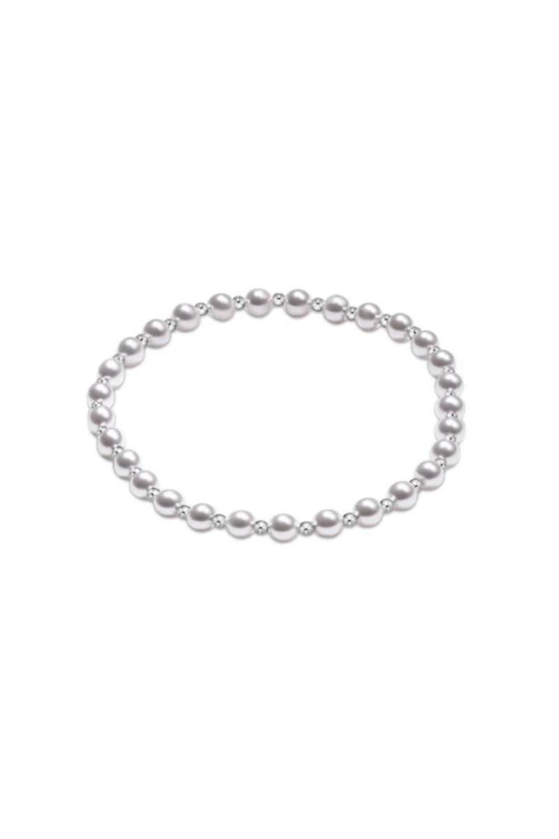 Classic Grateful Pattern Sterling 4mm Bead Bracelet - Pearl