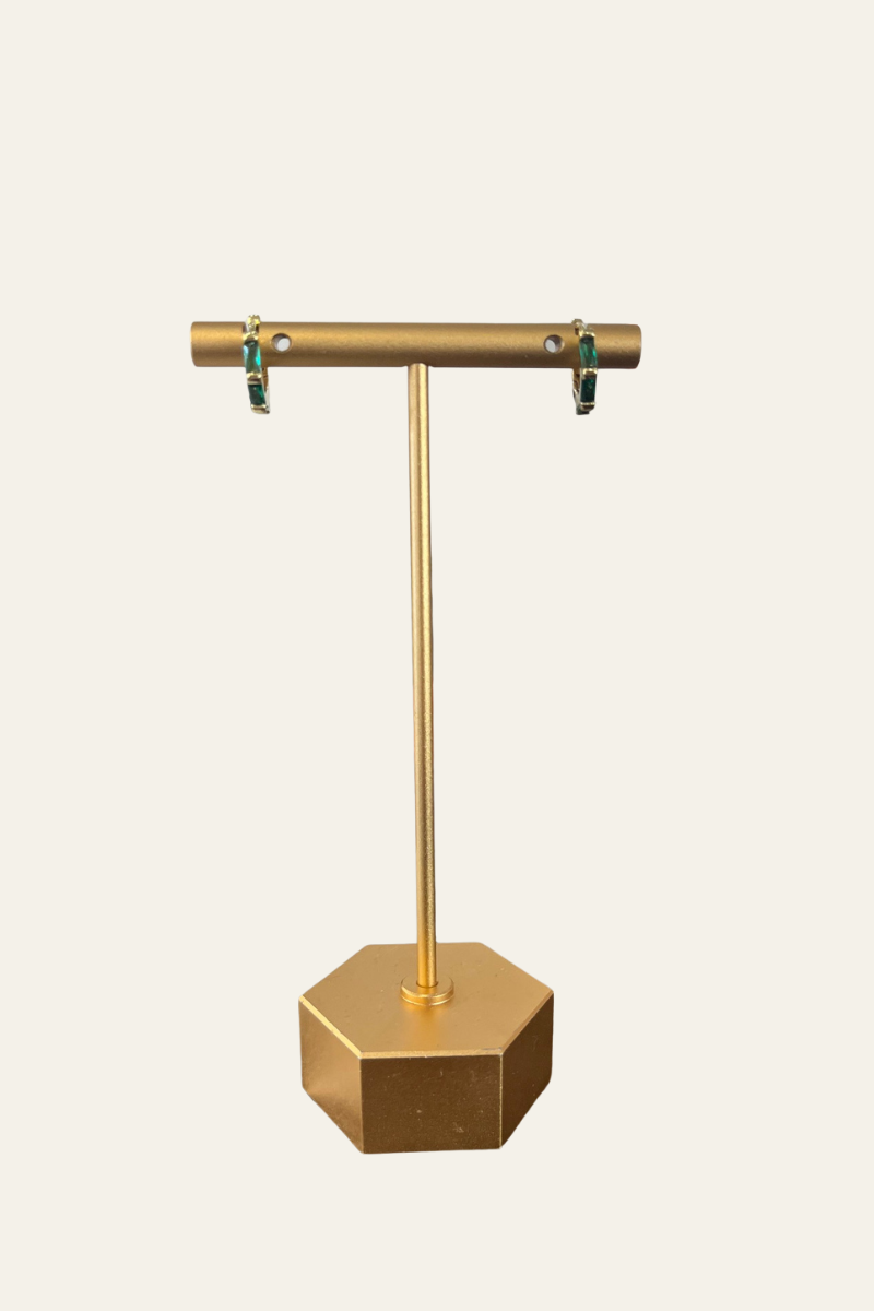 Small Emerald Bezel Hoop Gold