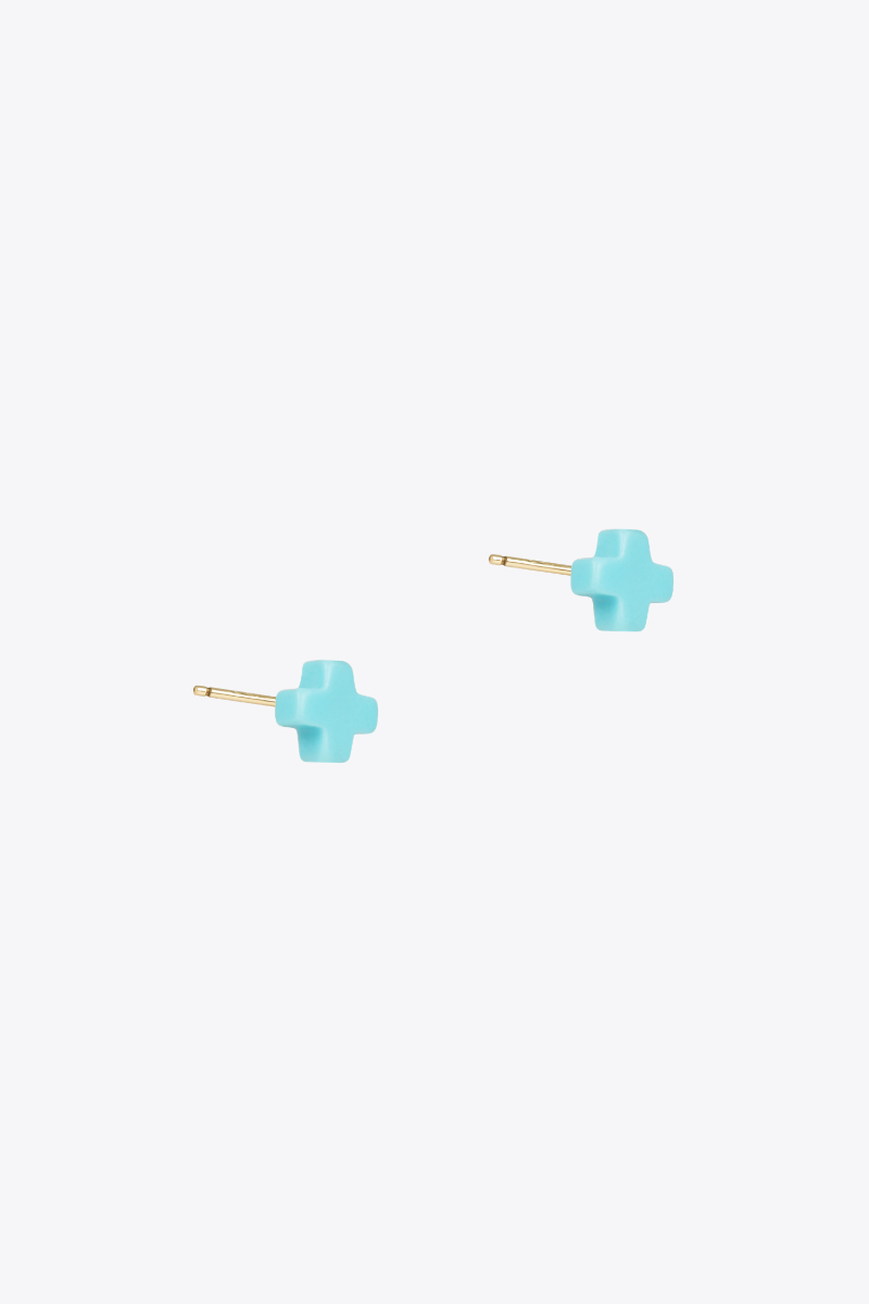 Signature Cross Small Stud - Turquoise