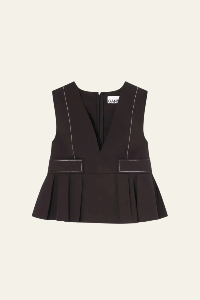 Stretch Cotton V-Neck Pocket Blouse