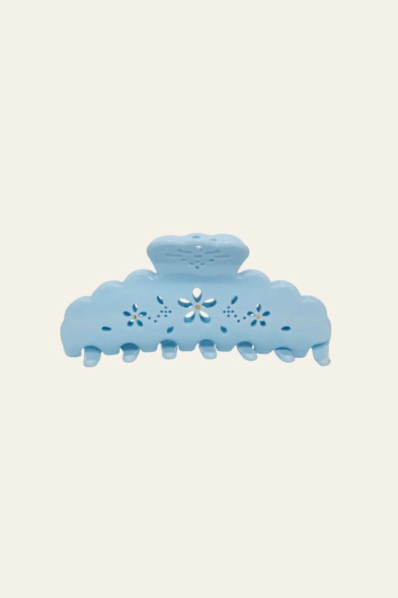 Big Effing Clip in Blue Fleur Eyelet