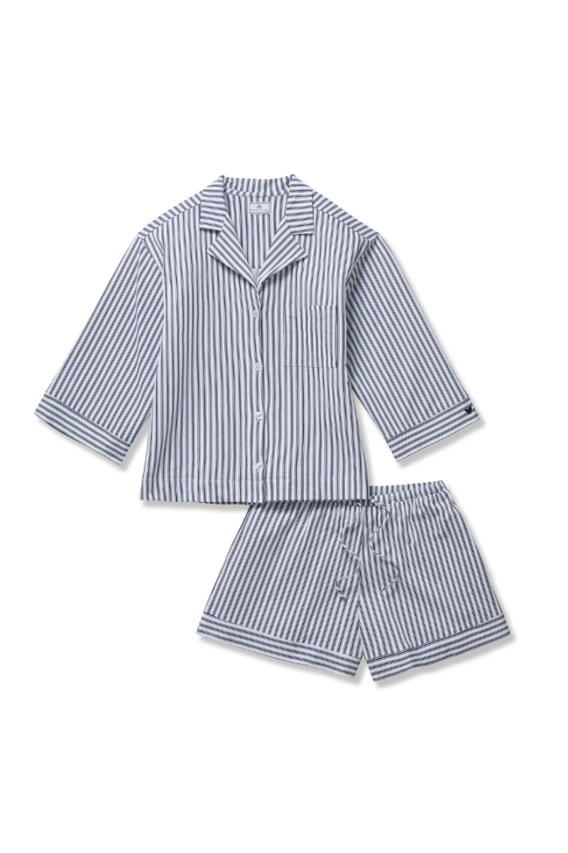 Olivia Pima Short Set in Navy French Ticking