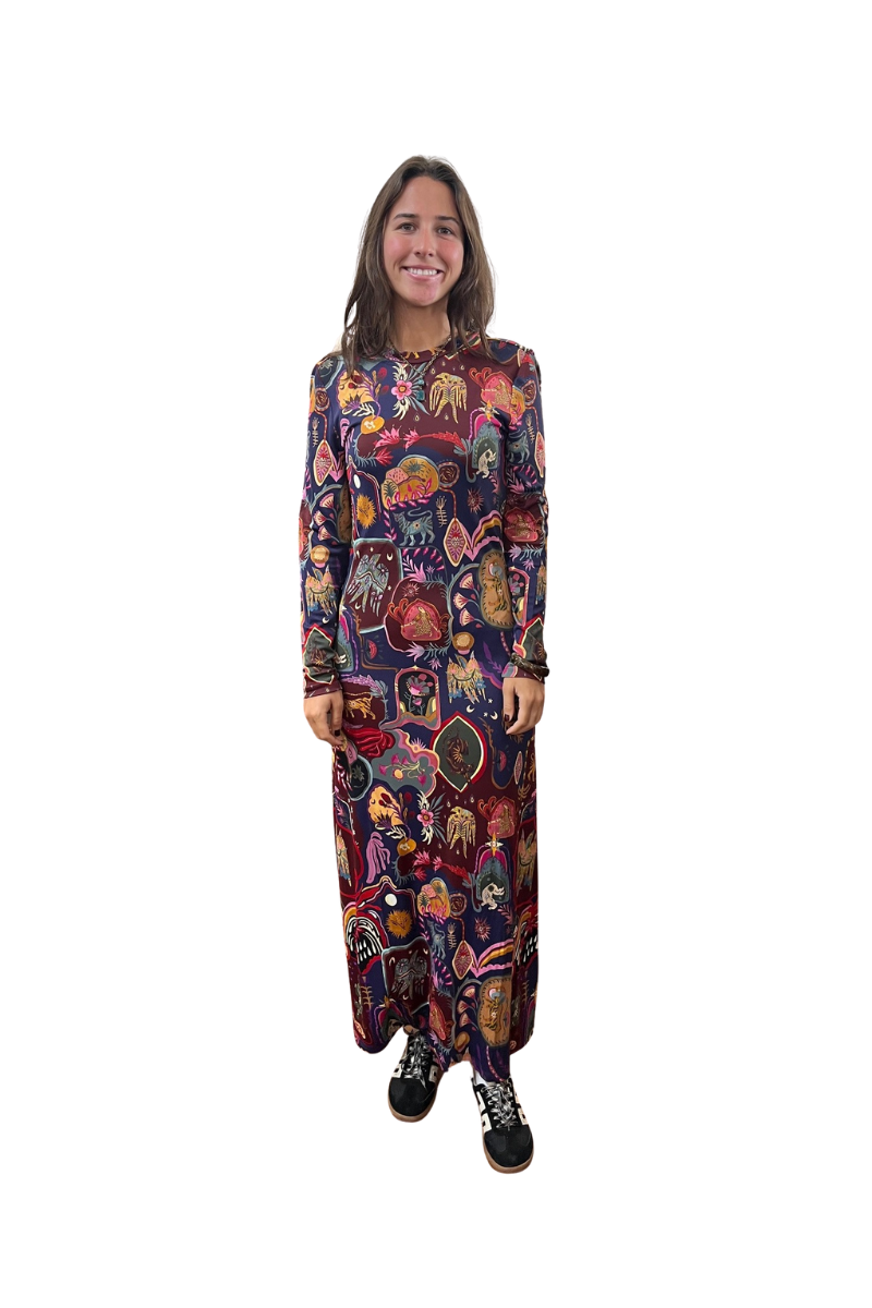 Artsy Surreal Land Long Sleeve Maxi Dress