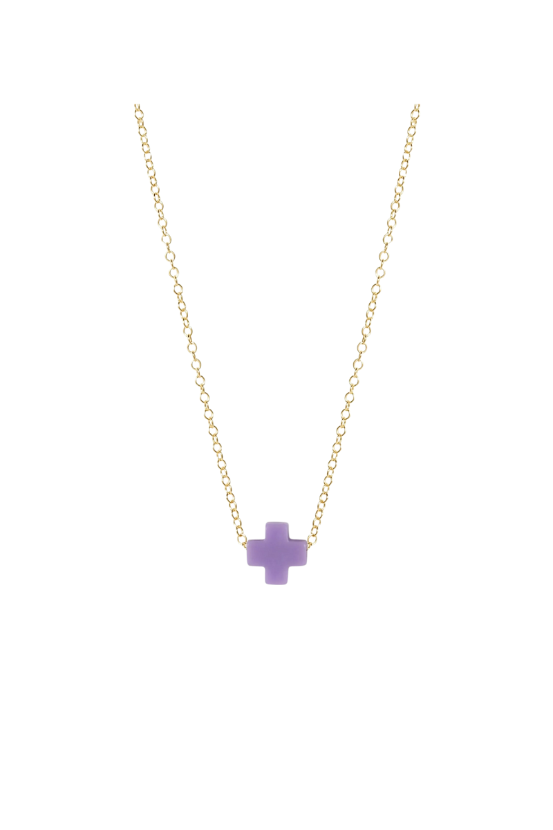 16" Necklace Gold - Signature Cross Small Purple