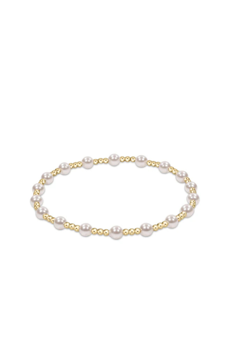 Classic Sincerity Pattern 4mm Bead Bracelet - Pearl