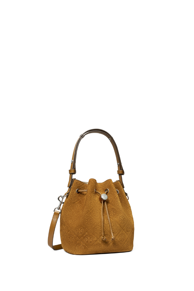 T Monogram Suede Bucket Bag