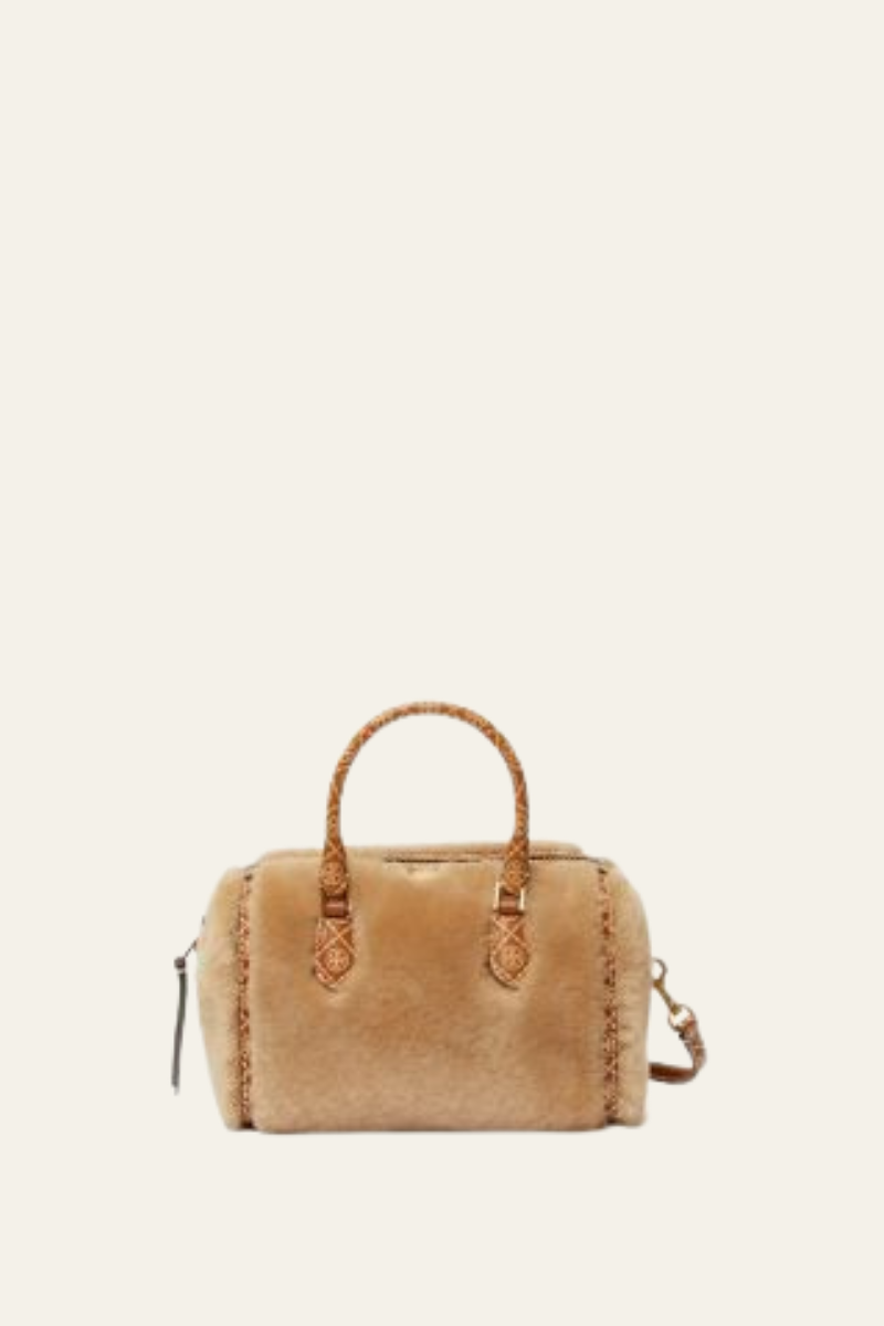 T Monogram Shearling Petite Barrel Bag