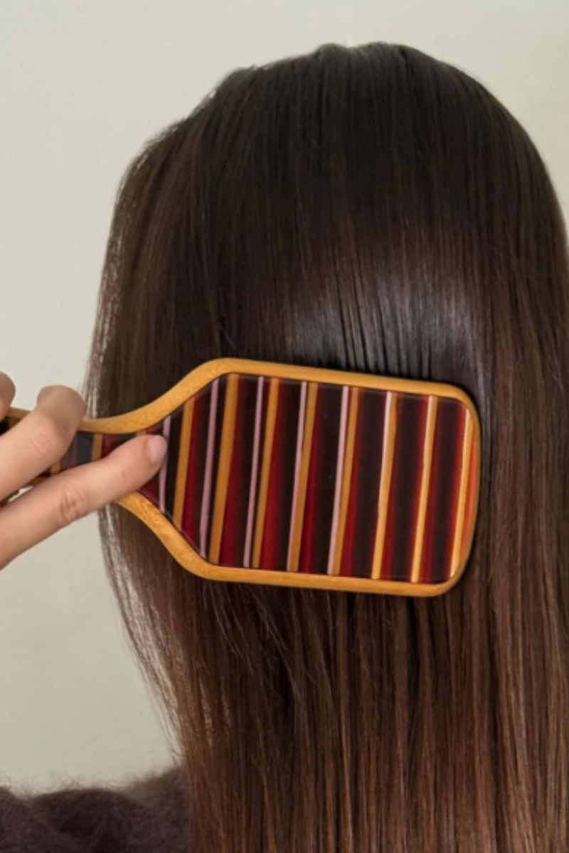 Bamboo Paddle Brush in Night Cap