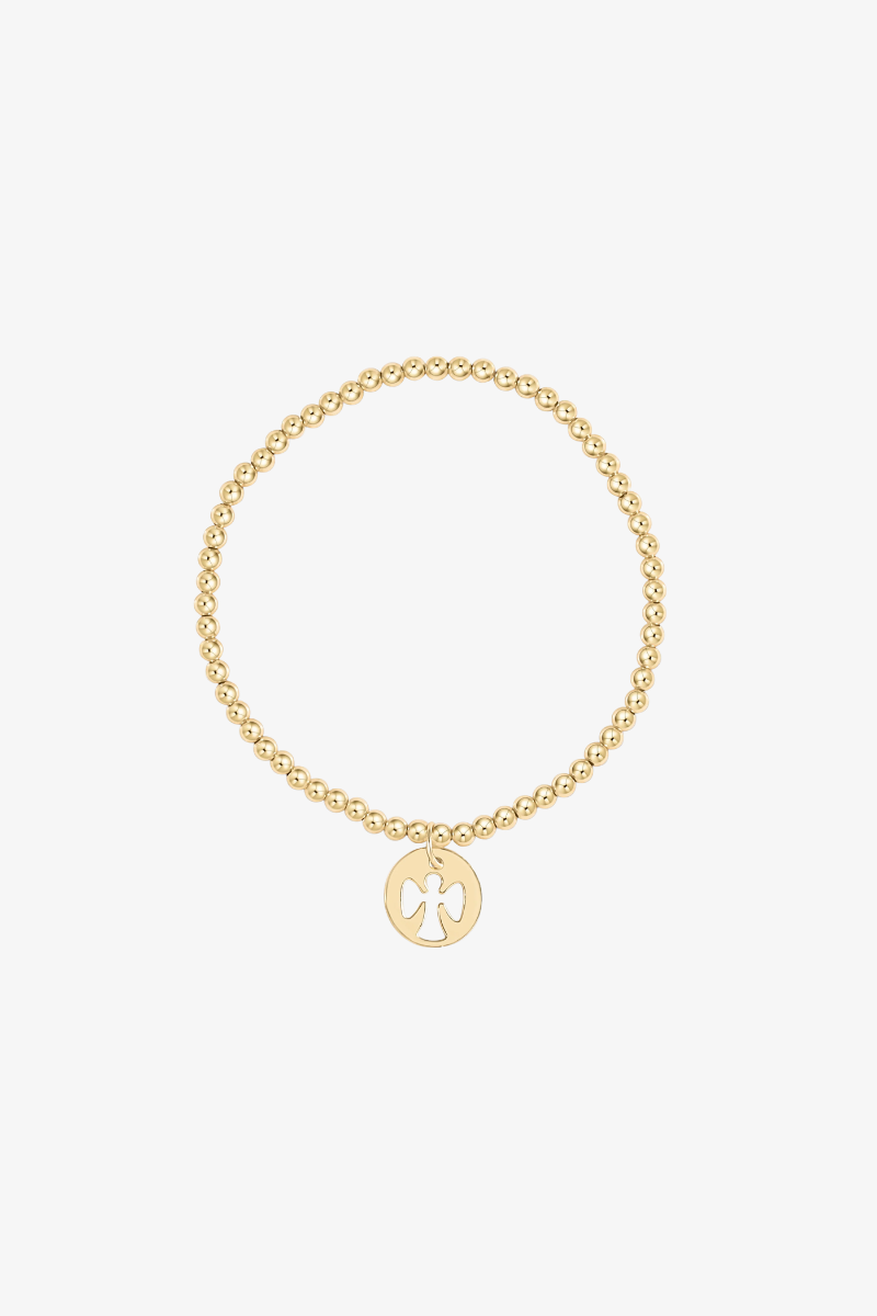EXTENDS Classic Gold 3mm Bead Bracelet - Guardian Angel Gold Disc