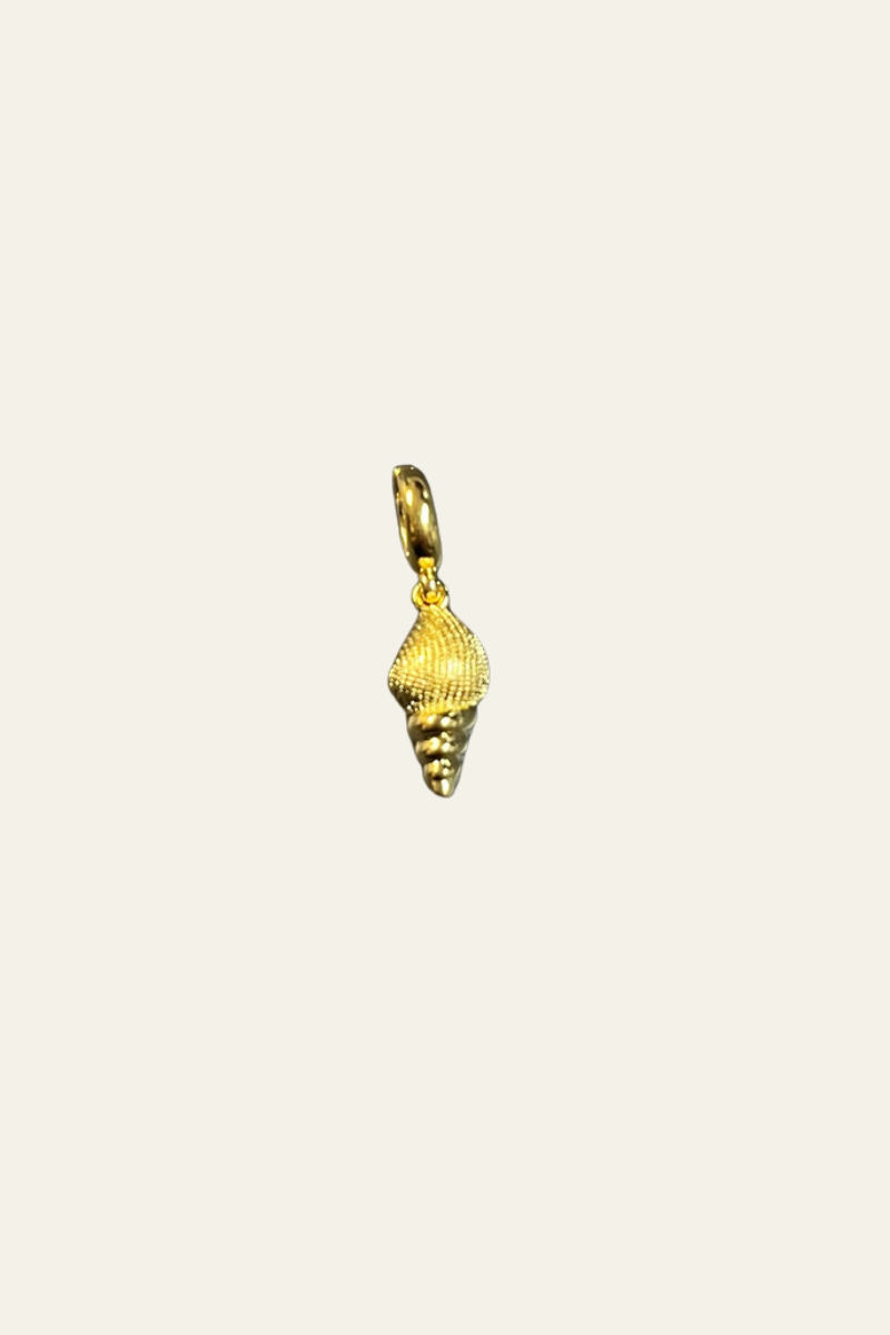 Seashell with Patterned Top Gold Charm