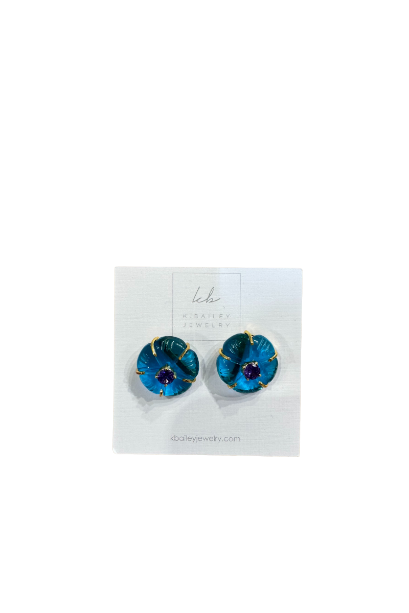 Carved Flowers - Sky Blue Topaz and Amethyst